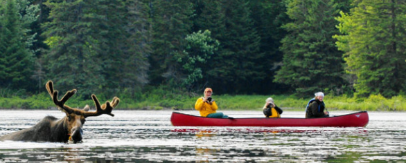 in barca su un fiume in Canada