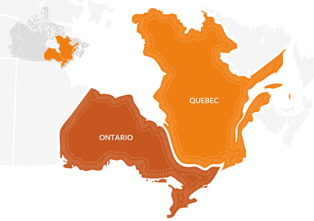 le provonce Ontario e Quebec