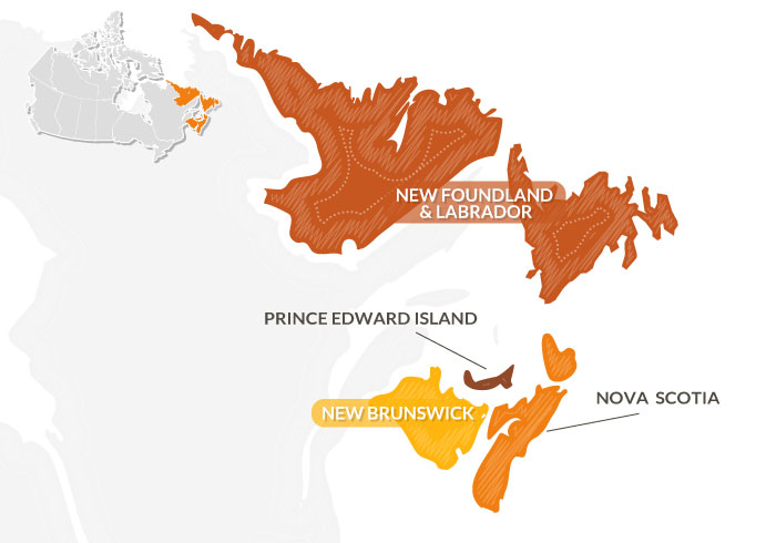 Mappa Province Atlantiche Canada